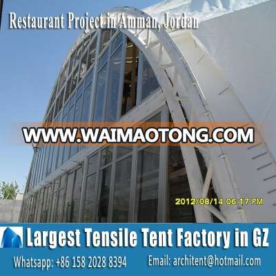 PVC PTFE fabric tent steel structure roof with glass wall project in Jordan